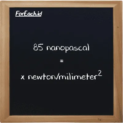 Example nanopascal to newton/milimeter<sup>2</sup> conversion (85 nPa to N/mm<sup>2</sup>)